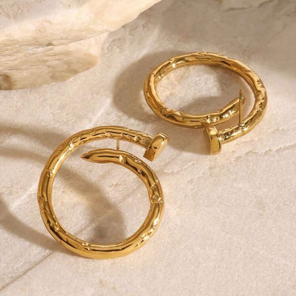 Gold Snake Hoop Earrings - Picture 3 of 4